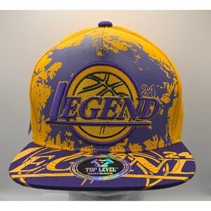 Top Level Los Angeles Lakers Legend 24 Kobe Snapback Hat Cap NBA Purple Splatter